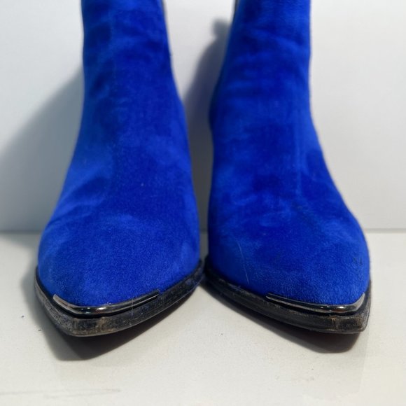 Acne Studios Bright Blue Suede Jensen Pointed Toe Ankle Chelsea Boot Sz 8 - Picture 5 of 7